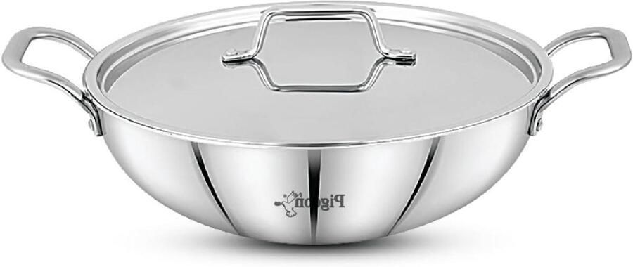 RVS Kookpan Diepe Pan Allround Koken Tri-ply Constructie 3100 ml Zilver