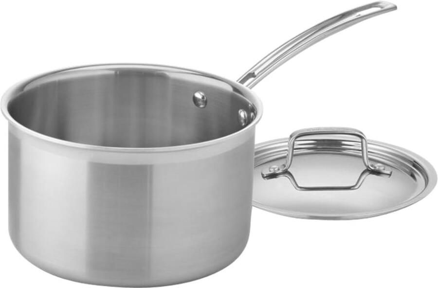 RVS Kookpan Steelpan met deksel Klassiek koken Drielaagse constructie 3.8 Liter Zilver