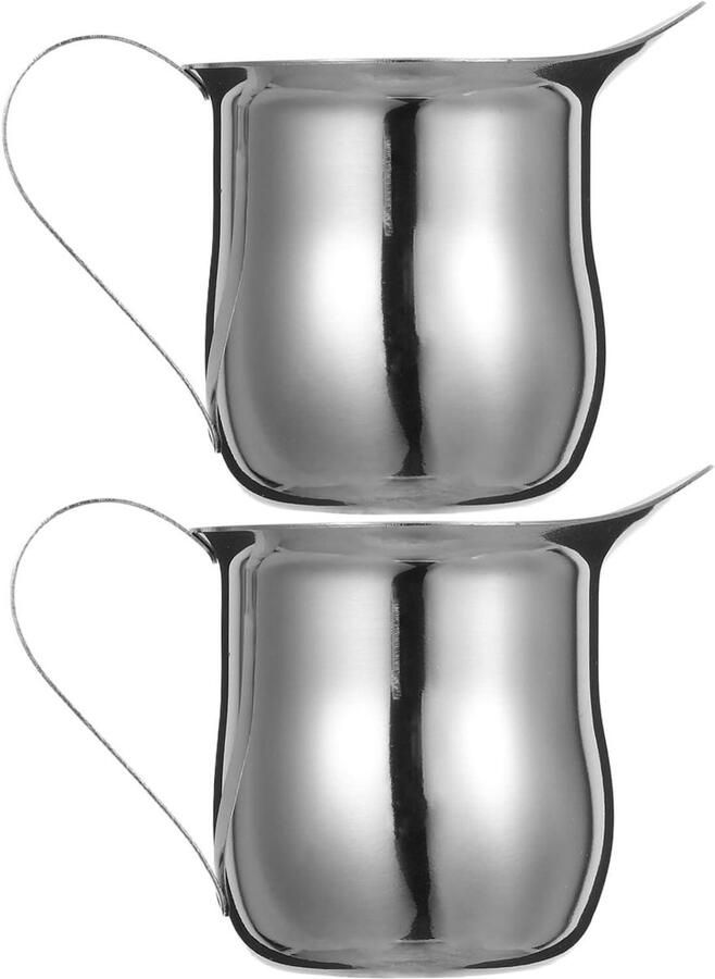 Rvs Melkkan Espresso Opschuimer Koffie Maken Compact Stijlvol 2 Stuks Zilver