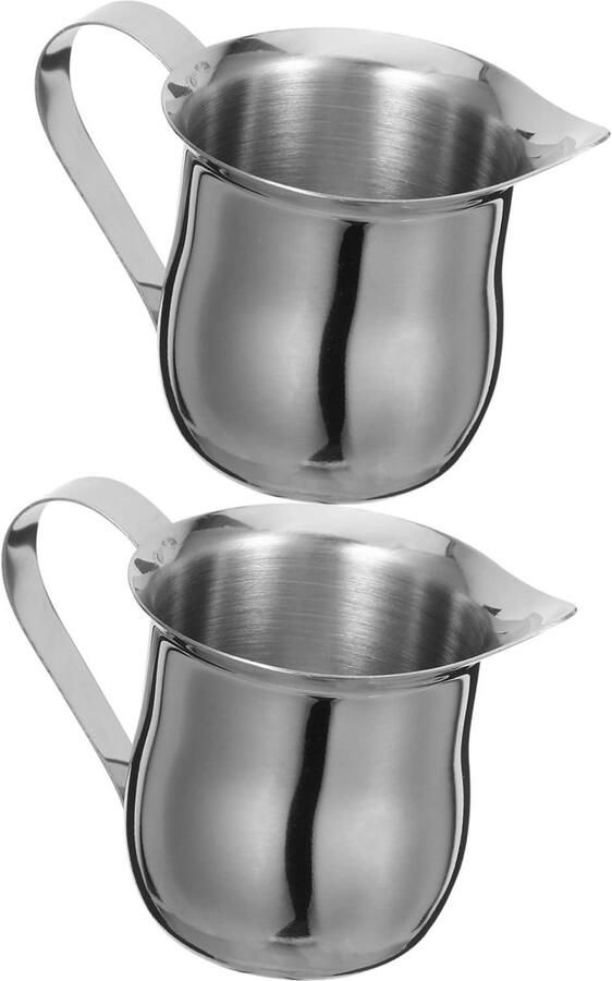 Rvs Melkkan Opschuimbeker Koffie Latte Art Maken Slank Ontwerp 2 Stuks Zilver