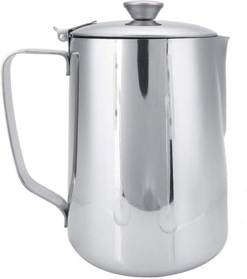 RVS melkopschuimer met deksel 1000 ml ideaal voor latte cappuccino en espresso