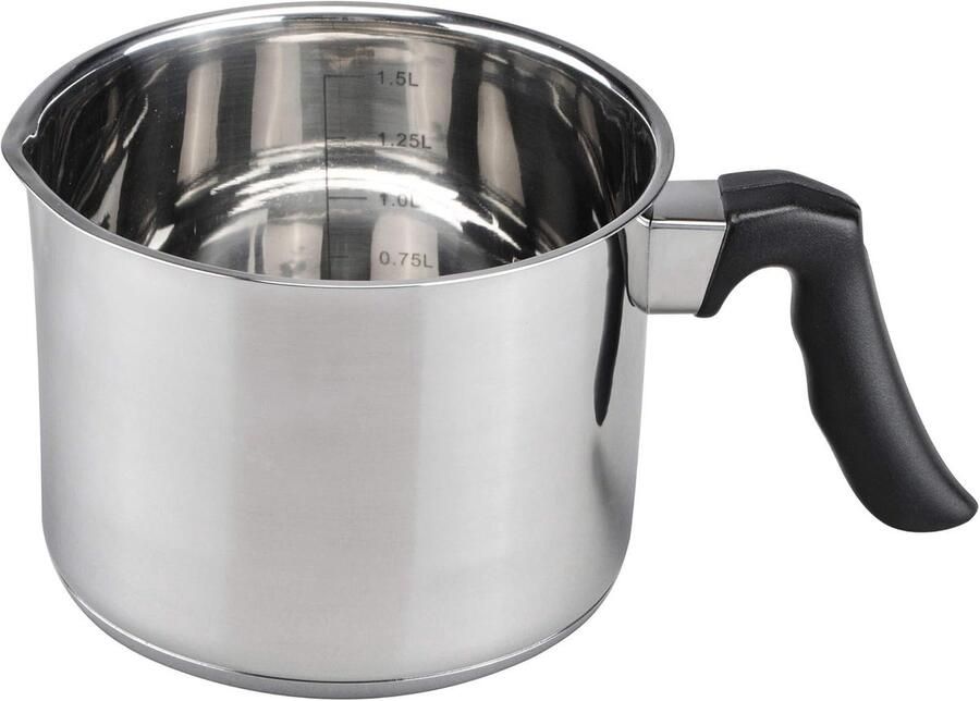 RVS Melkpan Kookpan Steelpan Melk Verwarmen Extra Sterke Thermobodem 1.5 Liter Zilver