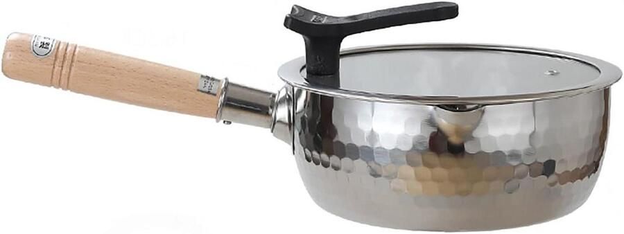 RVS Melkpan Kookpot Voorraadpot Professioneel Koken Cool Touch Handvat 18 cm Roestvrij Staal