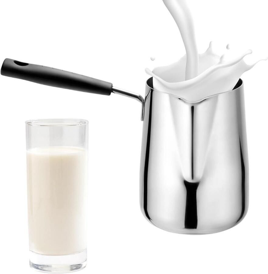 RVS Melkpan Sauspan Giet tuit Warme dranken maken Druipvrij schenken 600 ml Zilverkleurig