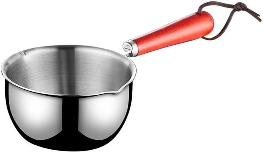 RVS Melkpannetje en Boterverwarmer voor Koken Smelten en Serveren van Sauzen en Olie (300ml)