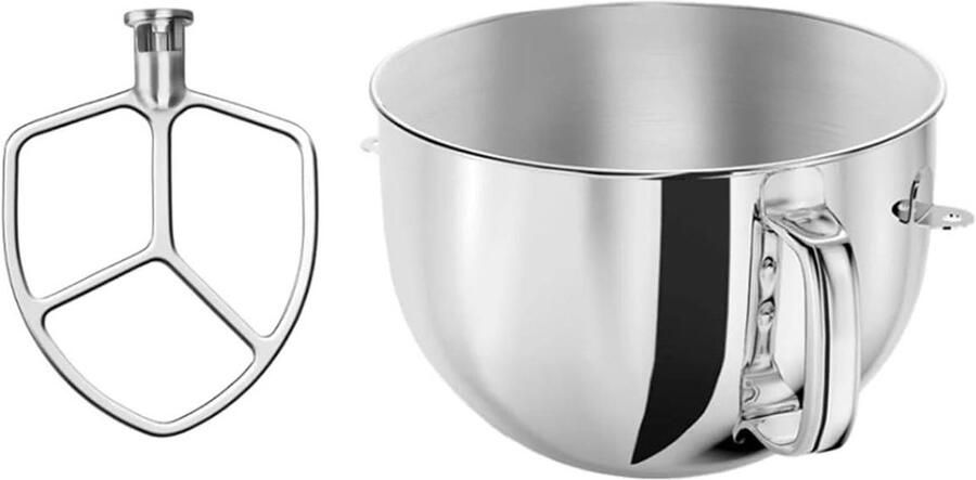 RVS Mengkom Mixer Accessoire Bakken en Koken Met Mengblad 5 en 6 Liter Zilver