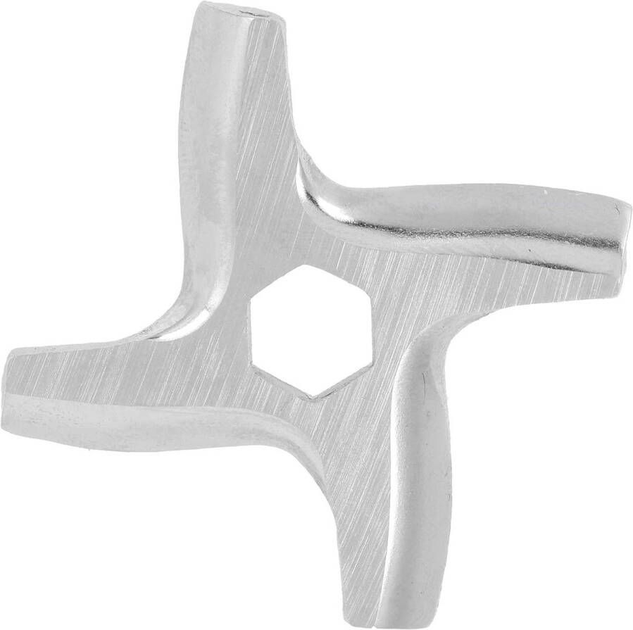 RVS messensnijder voor elektrische vleesmolen kruisvormig lemmet met zeshoekige boring