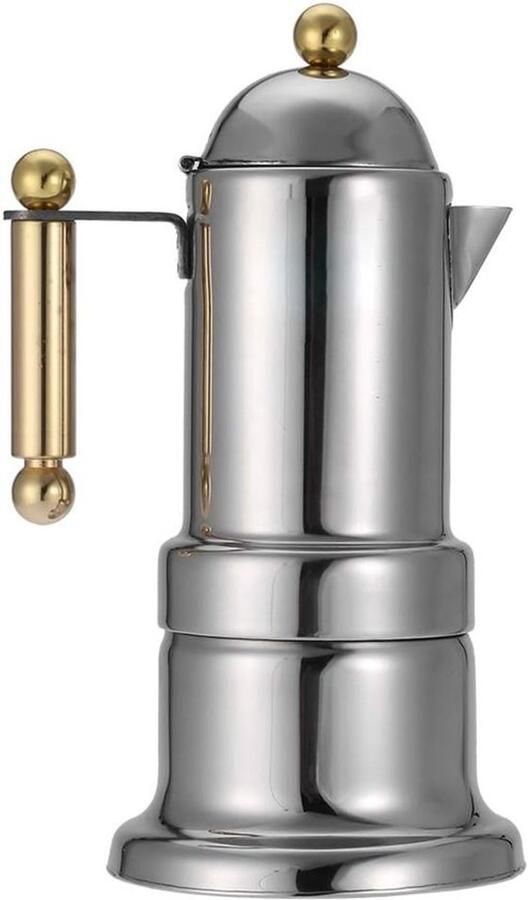 RVS Moka Pot voor Kookplaat Espresso Koffiezetter met Veiligheidsklep voor 4 Kopjes Koffie Perfect voor Thuisgebruik en Koffieliefhebbers