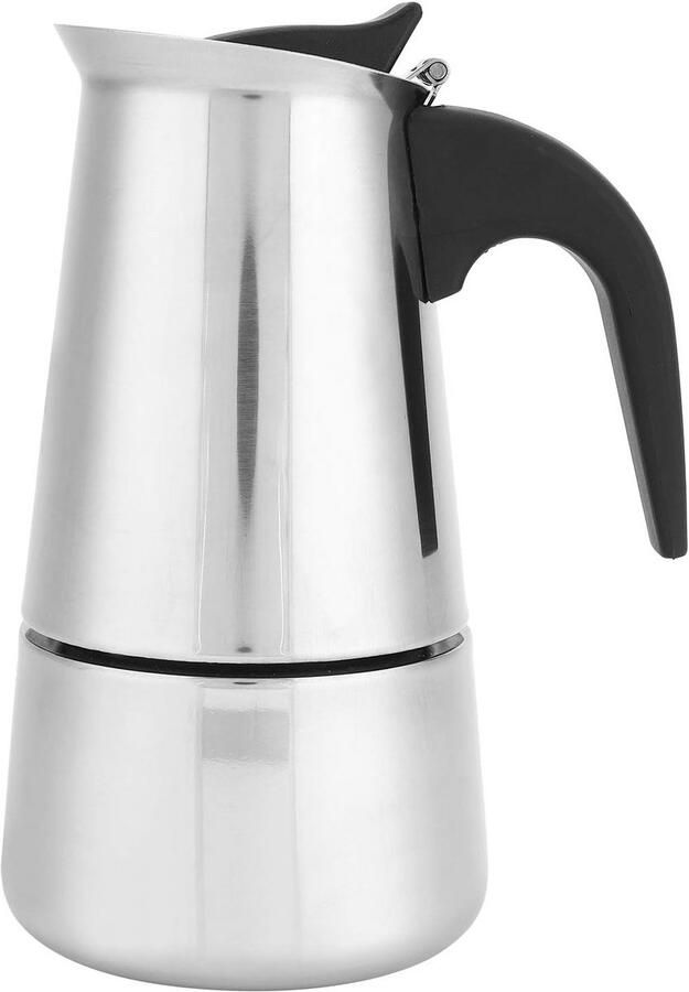 RVS Mokkapot voor 4 Koppen (200ml) Klassieke Italiaanse Koffiezetter voor alle Fornuizen ook Inductie