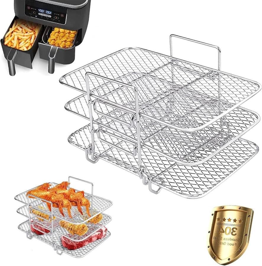 RVS Multi-Layer Stapelbaar Dehydrator Rack voor Ninja Air Fryer AF300UK-AF400UK Luchtfriteuse Accessoires