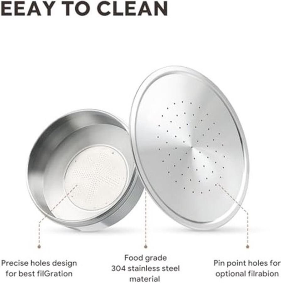 RVS Navulbare Capsules Herbruikbare Koffiepads Compatibel met HD7801 Espresso Pods Navulbare Capsules met 1 Herbruikbare Lepel 1 Borstel