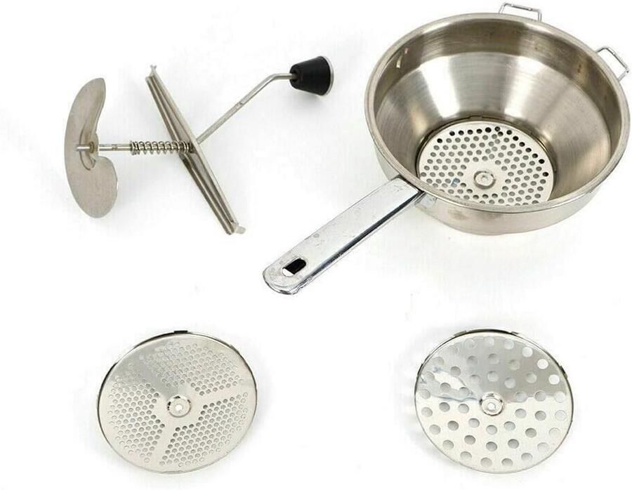 RVS Passeermolen voor Soepen Aardappelpuree & Babyvoeding 3 Verstelbare Zeven