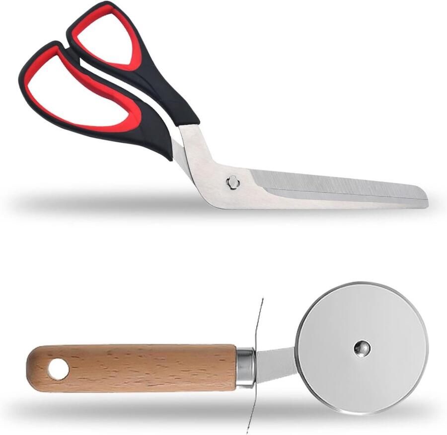 RVS Pizzasnijder en Schaar Set Makkelijk Schoon te Maken Perfect voor Thuis en Restaurantgebruik