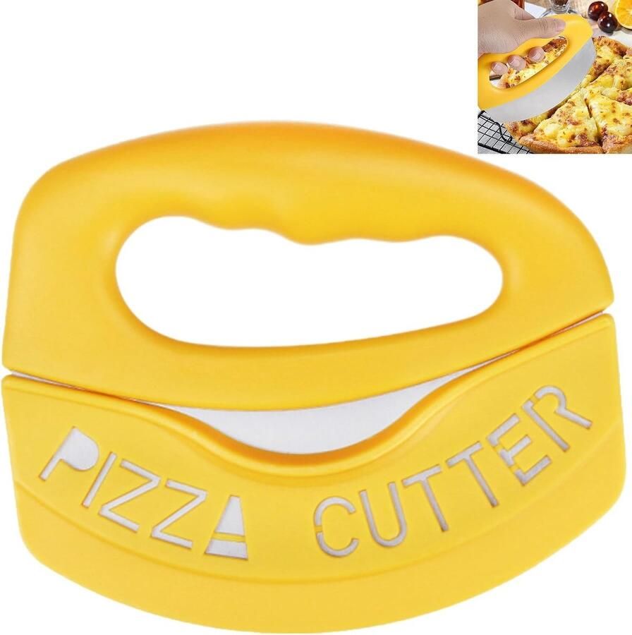RVS Pizzasnijder met Mesbescherming voor het Snijden van Pizza Taart Brood en Specerijen Ergonomisch Ontwerp en Veilig in Gebruik