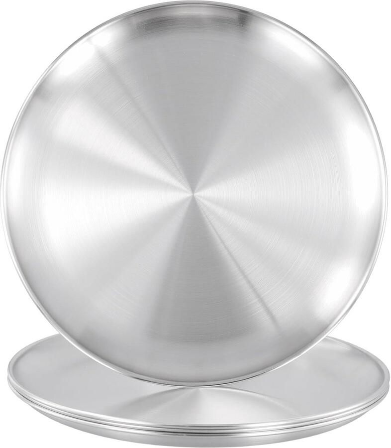 RVS Plaat Metalen Bakplaat Bakken en Serveren Naadloos Ontwerp 4 stuks 30cm Zilver