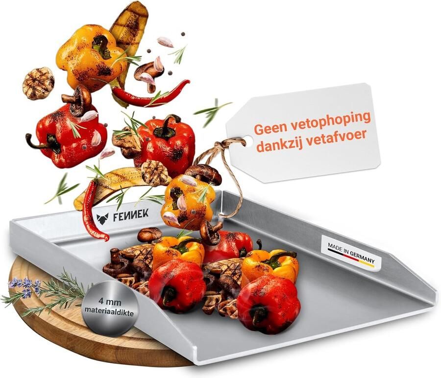 RVS Plancha Bakplaat 40x30 cm voor Gasbarbecue en Open Vuur Vaatwasmachinebestendig
