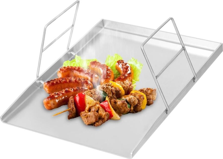 RVS Plancha Bakplaat met Handvatten 40x30 cm Geschikt voor Barbecue en Keuken