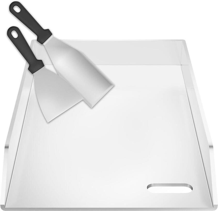 RVS Plancha Grillplaat 30x40 cm met Spatel voor Gas- en Kooltgrill