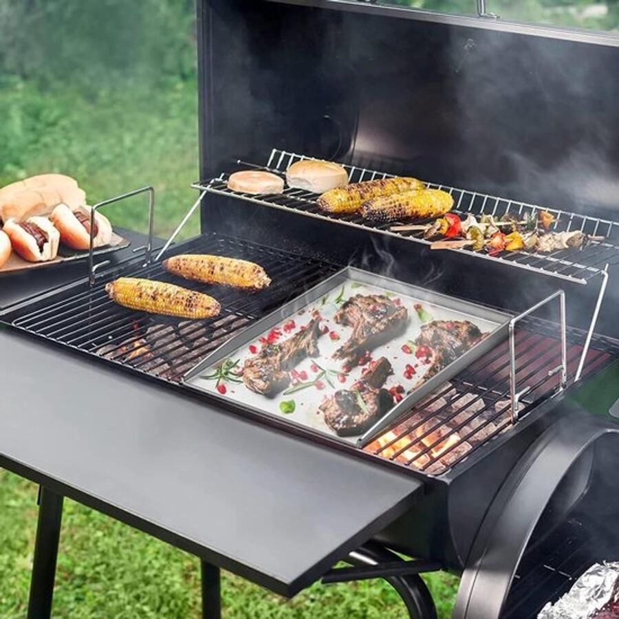 RVS Plancha Grillplaat 37 x 26 cm voor BBQ en Grill Geschikt voor Gas- en Houtskoolgrills Rectangular en Duurzaam