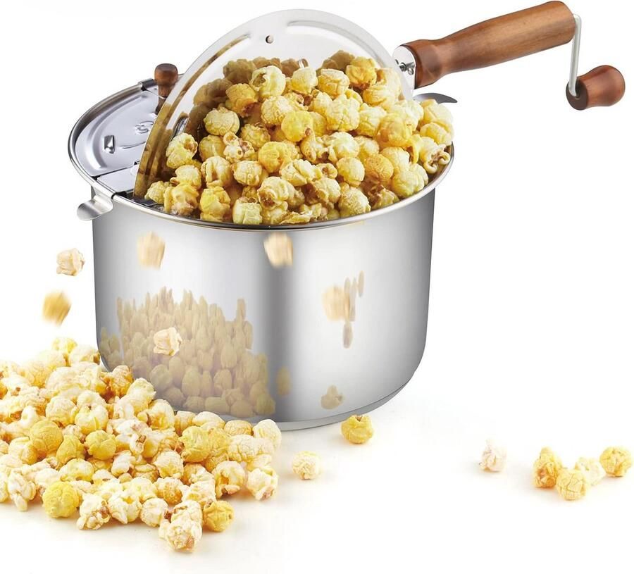 RVS Popcorn Popper voor Kookplaat 6 Liter