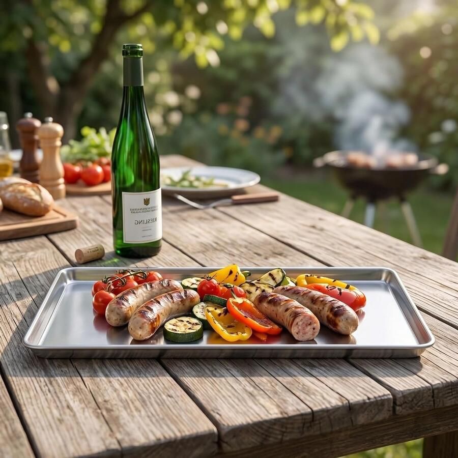 RVS Rectangulaire Serveerplaten voor Burgers en Barbecue Ideaal voor Oven en Pastry Gerechten