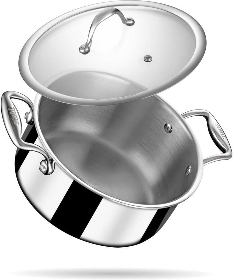 RVS Sauspan Braadpan Mee Koken Triply Constructie 24 cm Zilverkleurig