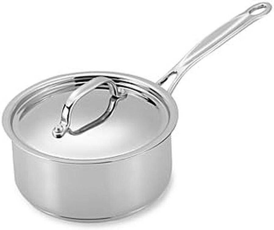 RVS Sauspan Kookpan Deksel Snel Koken Gelijkmatige Warmteverdeling 1.5 Liter Zilver