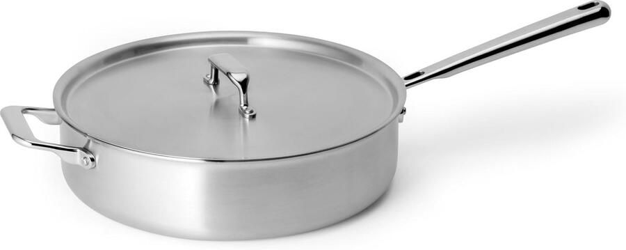 RVS Sauté Pan Diepe Koekenpan Allround Koken 5-laags Staal 3 QT 2.8L Zilverkleurig
