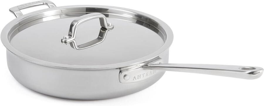 RVS Saute Pan Hapjespan RVS Koken en Bakken Triply Constructie 3.5 Liter Gepolijst