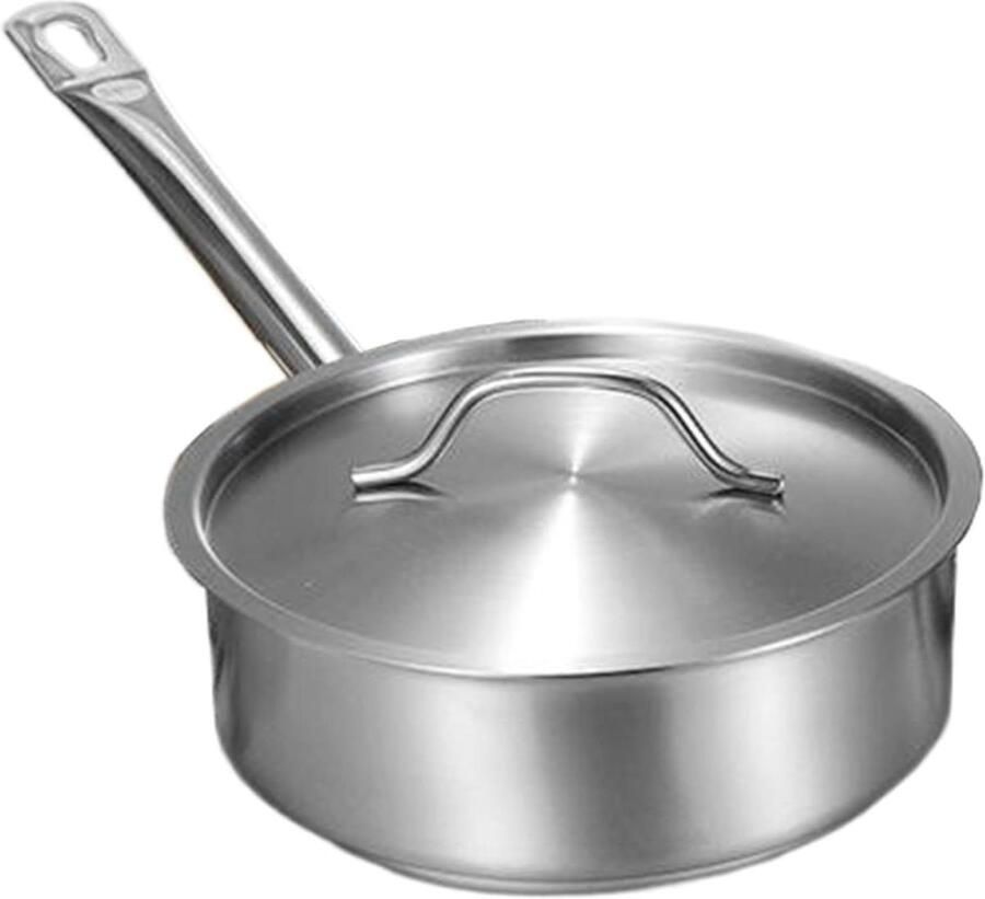 Rvs Saute Pan Koekenpan Braadpan Gelijkmatig Koken 3-Laags Bekleding 24 cm Zilver