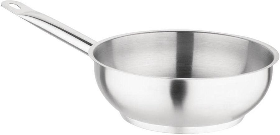 RVS Saute Pan Koekenpan Inductie Koken en Bakken Stevig Gelast Handvat 200mm Diameter Zilver