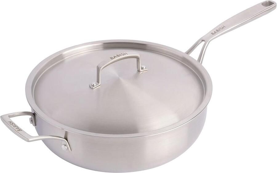 RVS Saute Pan met Deksel 5-Quart Professionele Koken Keukenaccessoire