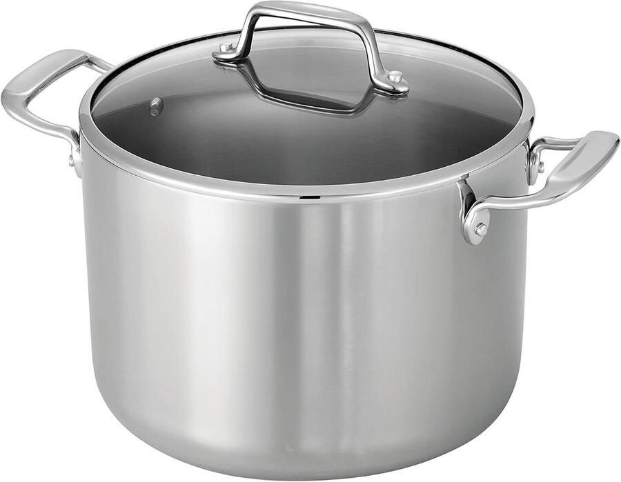 Rvs Soeppan Kookpan Stoofpan Grote Maaltijden Bereiden Tri-Ply Clad Constructie 8 Qt Zilverkleurig