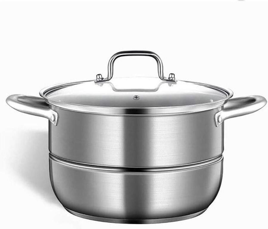 RVS Soeppan Voorraadpan Kookpot Grote Maaltijden Bereiden Non-stick Keramisch Interieur 29.5 cm Diameter Zilver