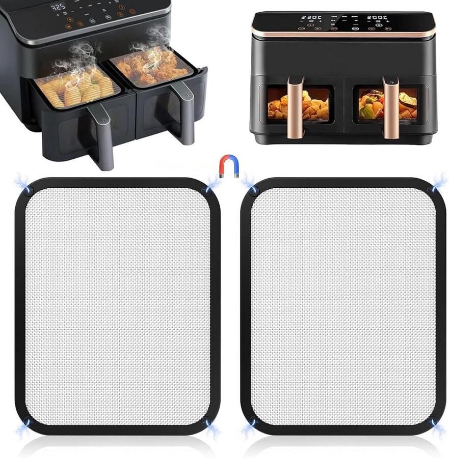 RVS Spatbeschermer Frituurmand Accessoire Airfryer Schoonhouden Fijnmazig Ontwerp 23 x 19 x 2 cm Zilverkleurig