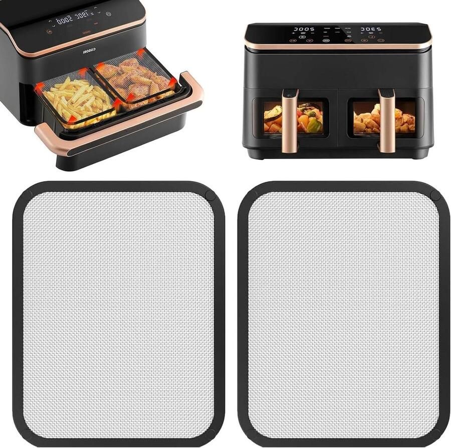 RVS Spatbescherming Frituurmand Accessoire Airfryer Schoonhouden Magnetische Bevestiging 2 Stuks Zwart