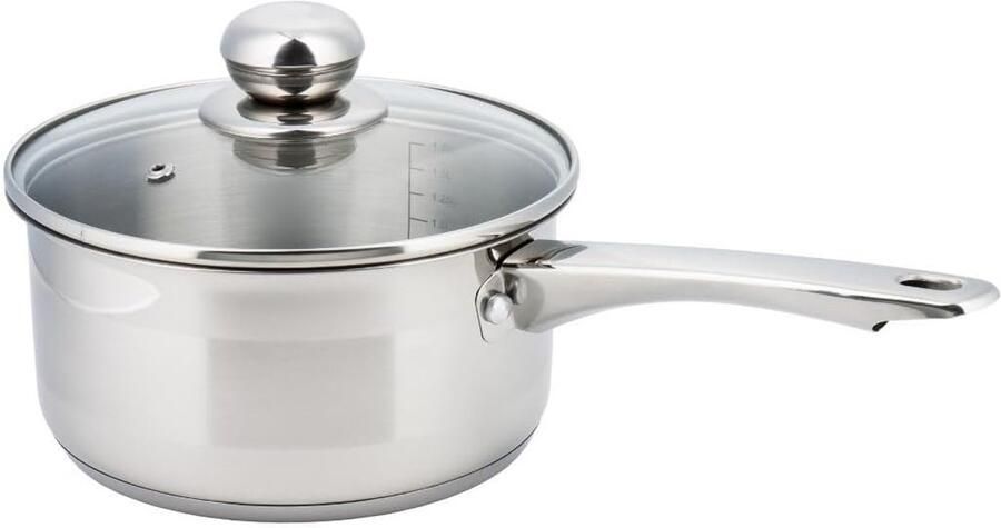 RVS Steelpan Kookpan Sauspan Alle Warmtebronnen Ovenbestendig Materiaal 16 cm Diameter Zilverkleurig
