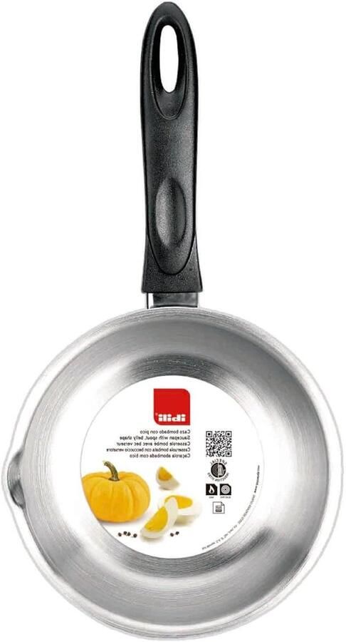RVS Steelpan Kookpan met tuit Melk opwarmen Geschikt voor inductie 2.4 liter Zilver