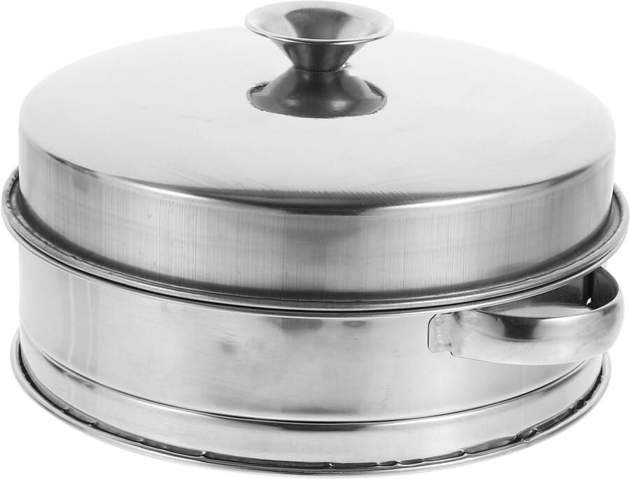Rvs Stoommandje Kookmand Stomer Gezond Koken Dubbele Handgrepen 20 cm Diameter Zilver