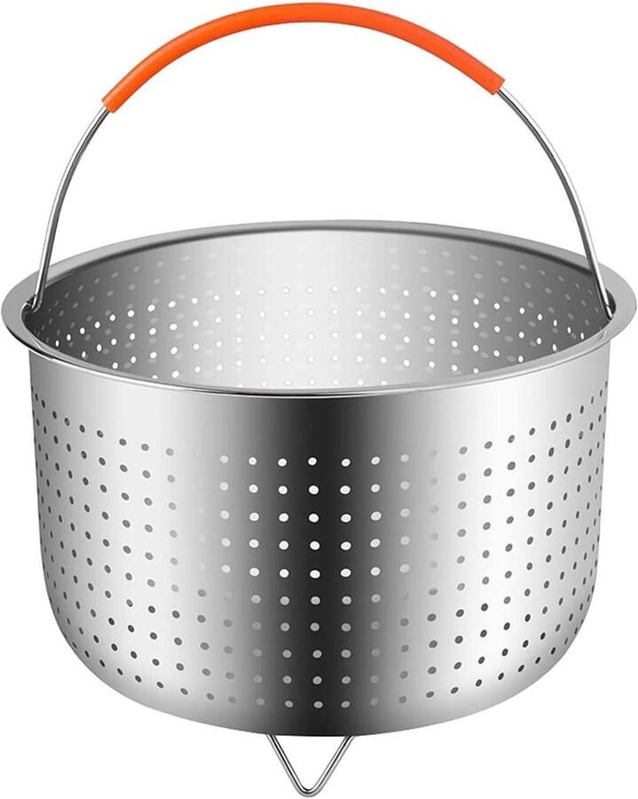 Rvs Stoommand Snelkookpan Insert Gezond Koken Hittebestendige Handgreep 6 Quart Zilver
