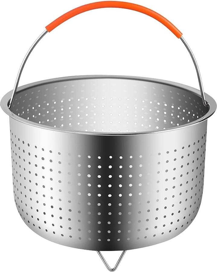 Rvs Stoommand Stoominzet Snelkookpan Gezond Koken Met Siliconen Handgreep 6 Quart Zilver