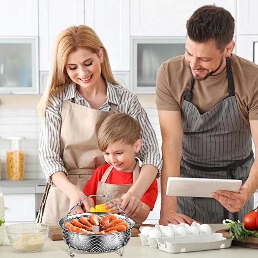 RVS Stoommand voor Groenten en Rijst Universele Stoominzet met Handvat