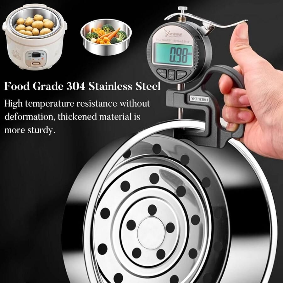 RVS Stoommand voor Rijstkoker en Groenten Dikke Diepe Stoominzet Roestvrij Staal