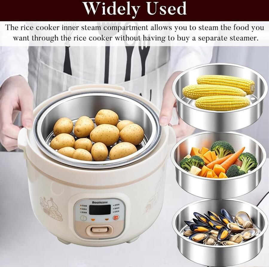 RVS Stoommand voor Rijstkoker en Groenten Dikke Diepe Stoominzet Roestvrij Staal - Foto 2