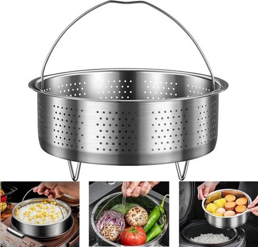 RVS Stoommandje Inzet voor Pannen Stomer Voor Groenten & Eieren Universele Stoompan Accessoire (13.7 cm)