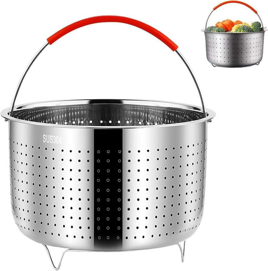 RVS Stoommandje met Hendel voor 3L Pan Stoominzet voor Groenten en Eieren