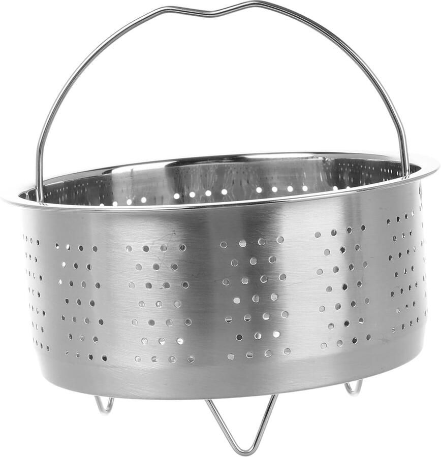 Rvs Stoommandje Stoomrek Kookpot Groenten Stomen Met Handvat 16.5 x 16.5 x 9.5 cm Zilver