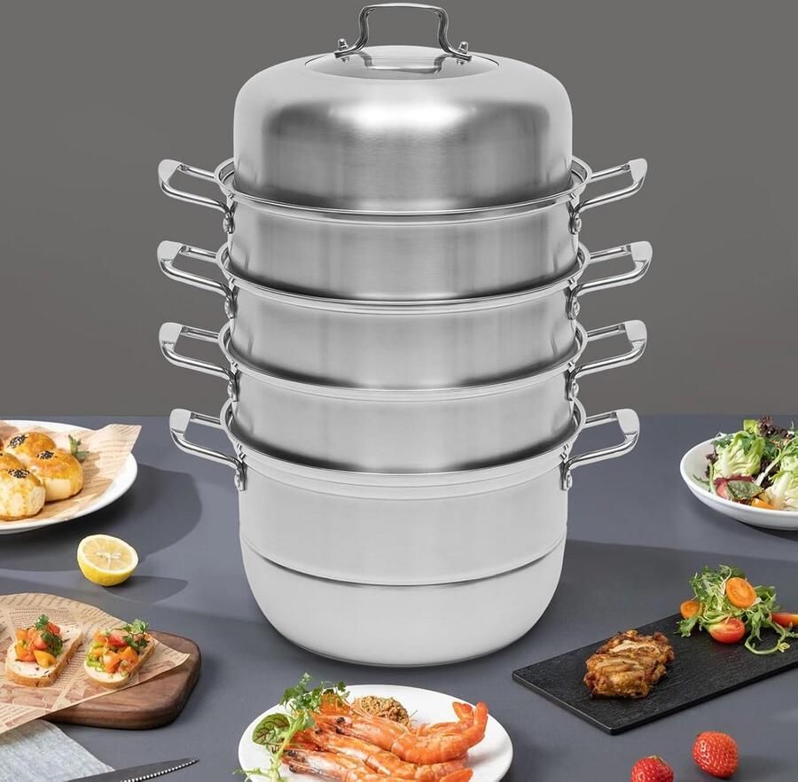 RVS Stoompan 5 Lagen Geschikt voor Inductie en Gas 32 cm