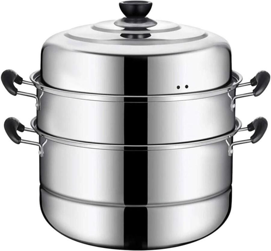 RVS Stoompan Drielaags Kookpan Gezond Koken Drie Lagen 30 cm Kleuren