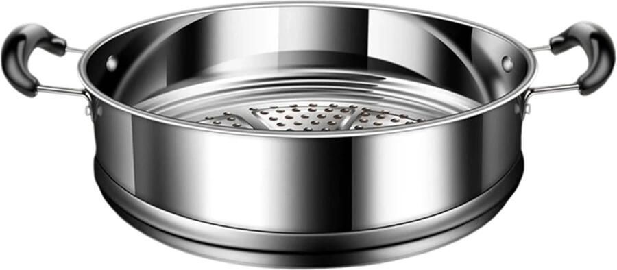 Stoompan Roestvrijstaal Kookgerei Multifunctioneel Gezond Koken Met Vergiet Inzet 25x21x9 cm Zilver Zwart